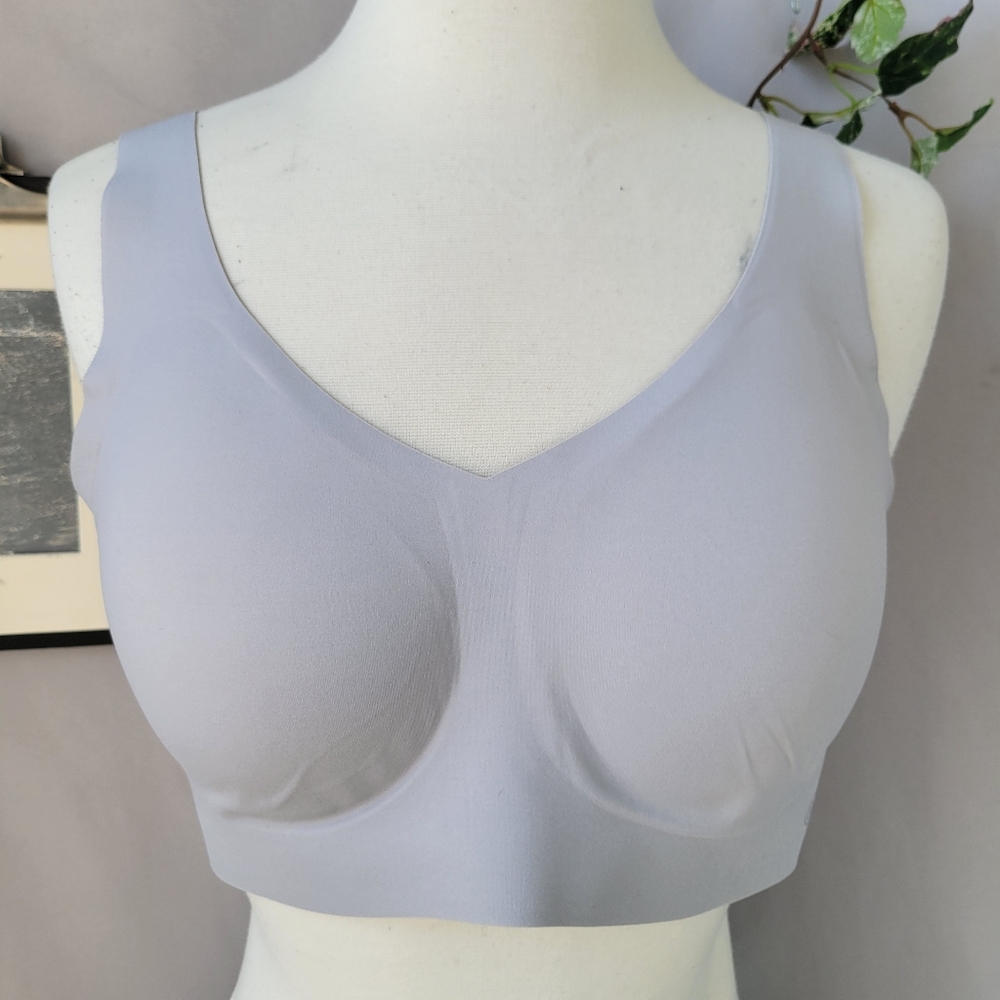 Honey Love V Neck Wire Free Soft Form Bra L Gray